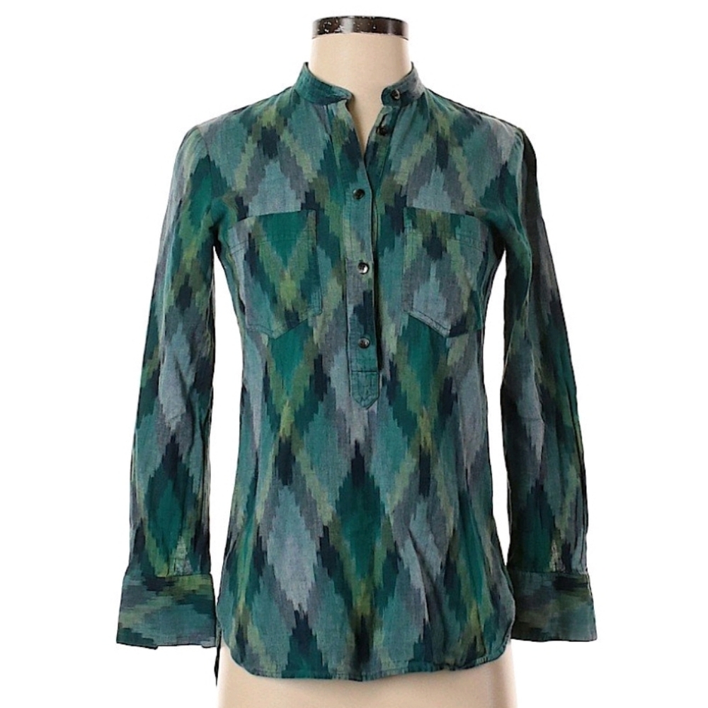 MADEWELL Wellspring Popover Tunic In Pixel Ikat EUC sz XS - Picture 3 of 8